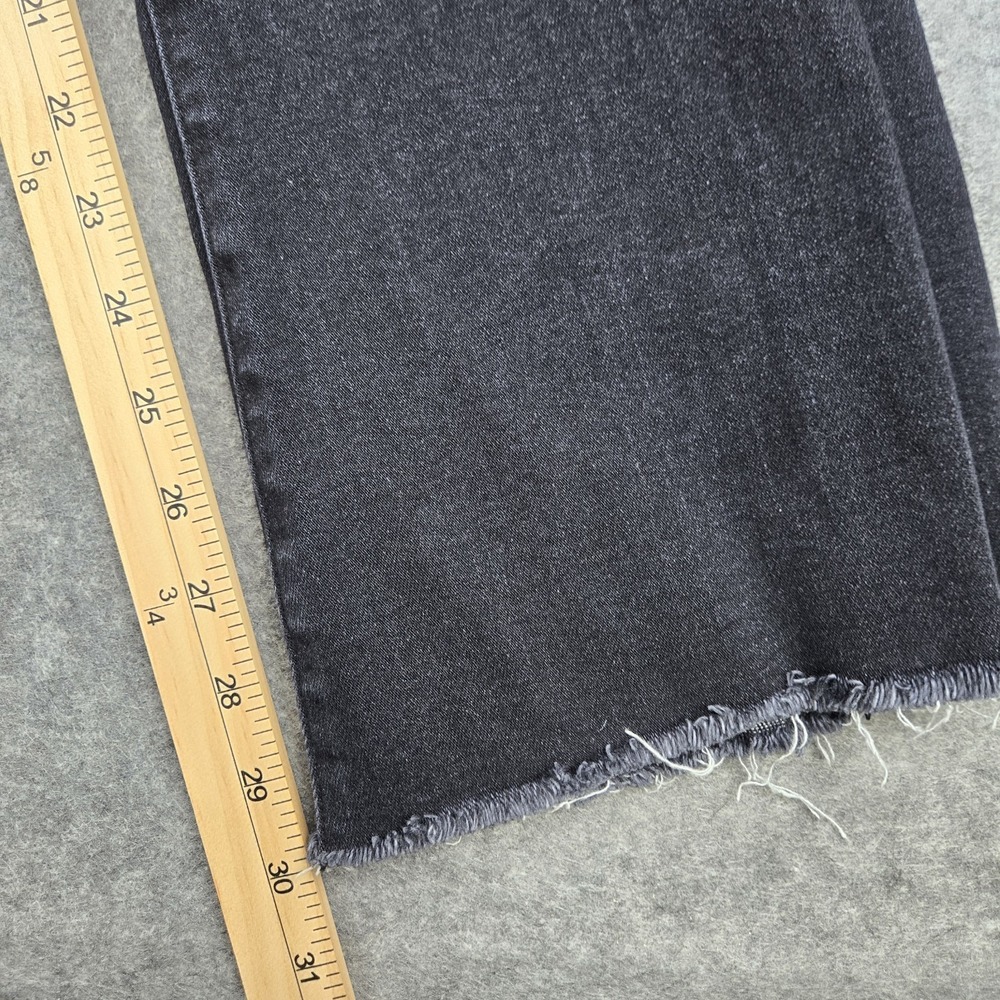 Mother Jeans Womens 28 The Weekender Fray Flare Thunder Road Black Denim Stretch - Picture 9 of 13